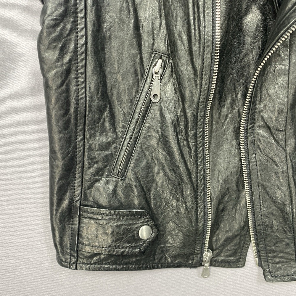 Rebecca Minkoff Vest Large Lambskin Leather Moto Biker Asymmetrical Zipper Black - Picture 3 of 12